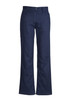 A pair of navy plain utility pants, featuring a straight-leg design and a pocket on the side.