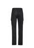 A pair of black men's lightweight drill cargo pants with multiple side pockets and a fitted design.