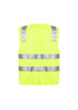 A unisex hi-vis vest in bright yellow with reflective silver stripes. Features a logo on the back.
