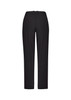A pair of black women's straight leg pants featuring a comfort waistband and tailored design.