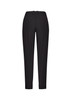 A pair of black slim leg pants with a comfort waist, featuring a simple design and no visible logos.