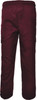 Maroon kids' cargo pants with side pockets and an elastic waistband, featuring a branding logo.