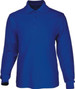 A long sleeve polo shirt in royal blue with a collar and a logo.