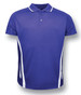 A purple kids' polo shirt featuring white side accents and a logo on the front.
