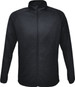 Lightweight fleece zip-through jacket in black, featuring a stand-up collar and full front zip. Includes a logo.
