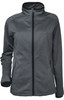 A grey ladies lightweight fleece zip-through jacket with black accents and a high collar, featuring side pockets and a logo.