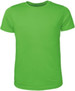 A bright green men's brushed tee shirt with a crew neck and short sleeves. It features a logo on the front.