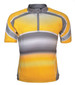 Unisex adults cycling jersey in vibrant yellow and grey, featuring a short zip collar and a logo.