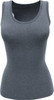 A grey ladies singlet with a bra insert, featuring a scoop neck design and a fitted silhouette.
