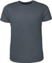 A grey men's T-shirt with a classic crew neck design, featuring short sleeves and a smooth texture.
