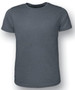 A grey kids' T-shirt with short sleeves and a plain design, featuring a logo on the front.