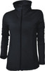 A black kids yoga jacket with a high collar and zip closure, featuring long sleeves and a fitted design.