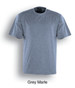 A grey marle unisex adults plain cotton T-shirt featuring short sleeves and a crew neck design.