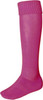 A pair of long pink sports socks with a ribbed cuff and seamless design.