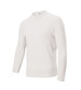 A long-sleeved rashie in white, featuring a round neck and fitted design, with a logo on the fabric.