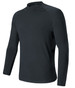 A long-sleeved ladies rashie in dark grey with a high collar and raglan sleeves. It features a logo.