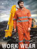 Unisex adults' hi-vis orange cotton drill overall with reflective tape, featuring a worker in an industrial setting.