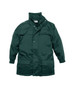 A green kids' outer jacket featuring a front zipper, snap buttons, and two pockets. It has a logo on the chest.
