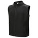 A black ladies softshell vest with a zip front and side pockets. It features a high collar and no sleeves.