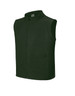 A green ladies softshell vest with a zip front and no sleeves, featuring side pockets and a branding logo.