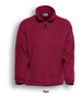 A red unisex half-zip polar fleece jumper with a collar and side pockets. Features a logo on the front.