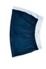 A navy and white ladies sports skort with an elastic waistband and a branded logo.