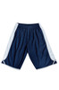 Men's basketball shorts in navy blue with white accents, featuring an elastic waistband and a sporty design.