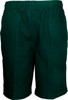 Boys' school shorts in dark green, featuring an elastic waistband and a simple design. Includes a logo.