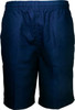 Navy blue boys' school shorts with an elastic waistband and a simple design. Features a logo on the waistband.