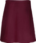 A maroon girls' school skort with a simple design and pleated detailing. It features a logo at the waistband.