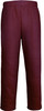 Maroon kids' double knee track pants with an elastic waistband and a logo. Suitable for active wear.