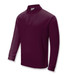 A long sleeve polo shirt in burgundy, featuring a collar and a logo on the chest.
