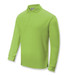 A long sleeve polo shirt in vibrant green, featuring a collar and button placket. It includes a logo branding.