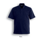 A navy unisex polo shirt with short sleeves and a collar, featuring a logo on the chest.