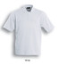 A white kids' basic polo shirt with a collar and short sleeves, featuring a logo on the neckline.