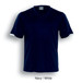 Navy and white unisex football jersey featuring a V-neck and short sleeves, with a logo on the upper back.