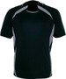 A black unisex sports jersey featuring grey accents and a logo on the front. Suitable for various sporting activities.
