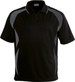 A black sports jersey featuring grey accents and a collar, designed for kids' sports uniforms.