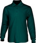 A long sleeve basic polo shirt in a deep teal colour, featuring a collar and three buttons, with a logo on the chest.