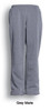 A pair of unisex track pants in grey marle with an elastic waist and side pockets.