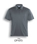 A grey unisex adults golf polo shirt with a collar and a front zipper, featuring a branded logo.