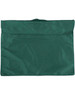 A green satchel with a flap closure and a handle on top. The fabric appears smooth and durable.