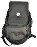 A black backpack featuring a main compartment and a laptop pocket, with a mesh side pocket.