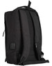 A black heather backpack with padded straps, showcasing a sleek design and a side pocket with a logo.