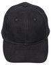 A black heavy brushed cotton cap with a curved brim and six-panel construction. It features a logo on the front.