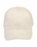 A cream heavy brushed cotton cap with a structured crown and a curved peak. It features a logo on the front.