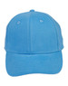 A blue heavy brushed cotton cap with a logo on the front and ventilation eyelets on the sides.