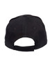 A black heavy brushed cotton cap with a rear adjustable strap and ventilation holes. Features a logo on the side.