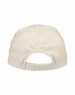 A heavy brushed cotton cap in cream colour with an adjustable strap and a logo on the back.