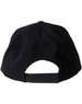 A black cap featuring a rear adjustable strap and ventilation holes. It has a branding logo.